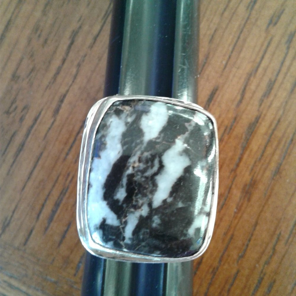 White Buffalo Turquoise sterling silver ring
